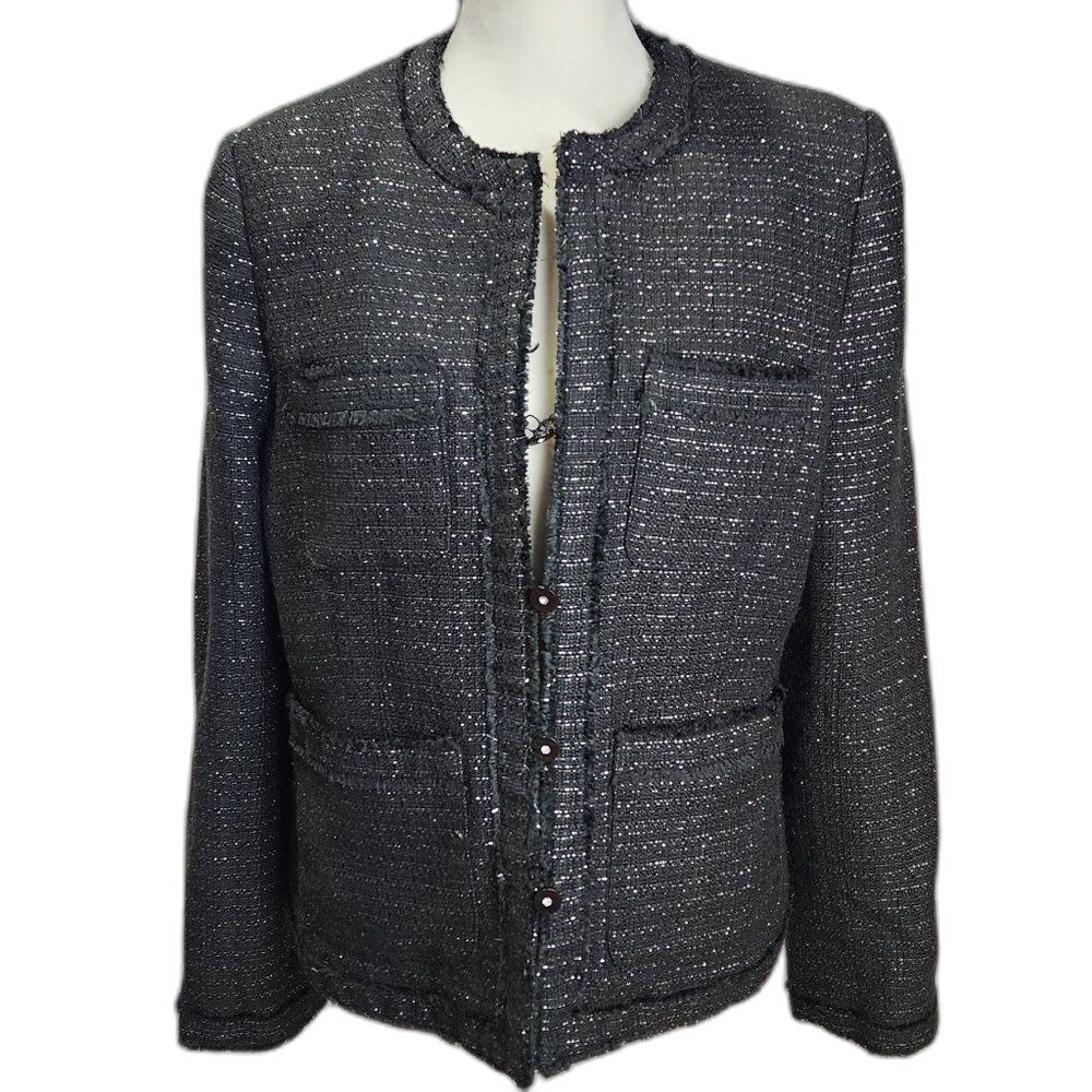 Jaclyn Smith black and silver thread blazer